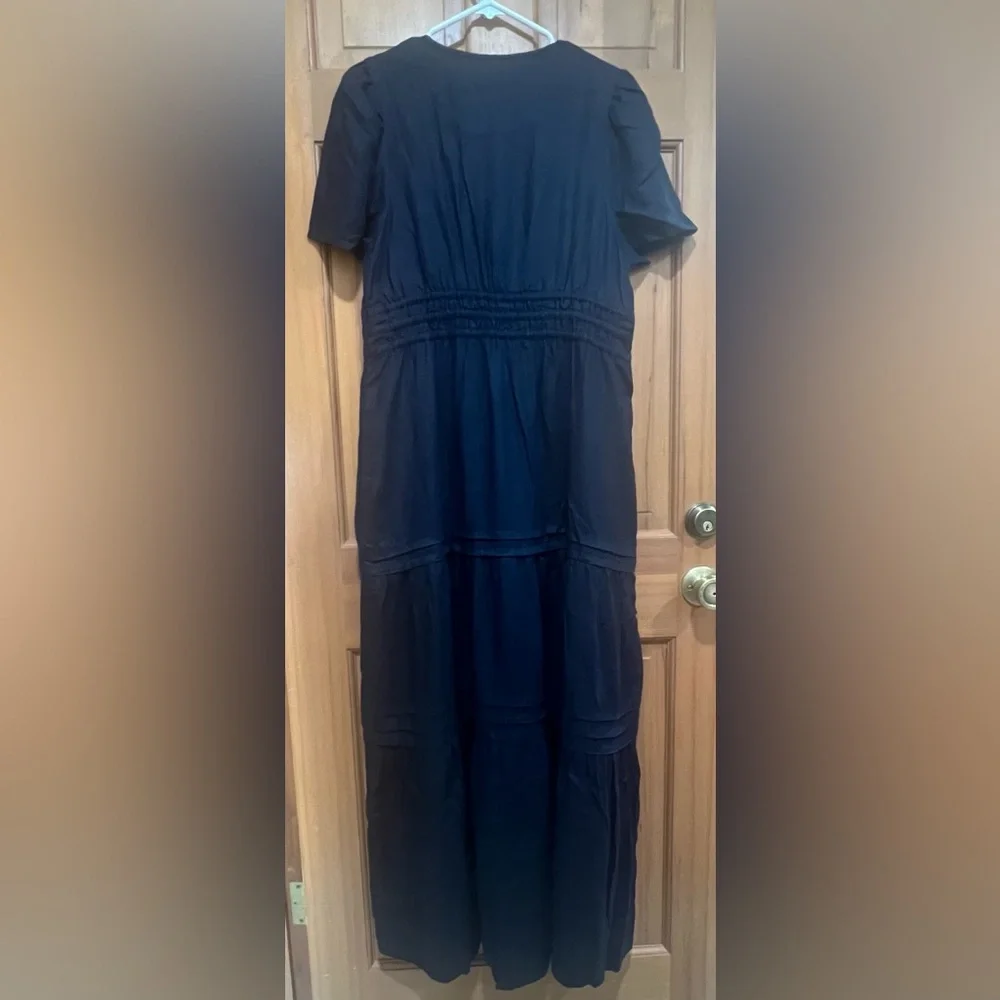 NWT! Quince | 100% European Linen Tiered Maxi Dress | Deep Navy | Large - Picture 4 of 5